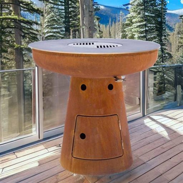 round corten steel BBQ grills