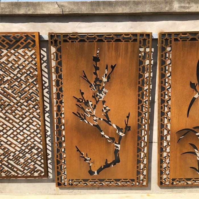 Decorative Outdoor Corten Steel Screen Fence