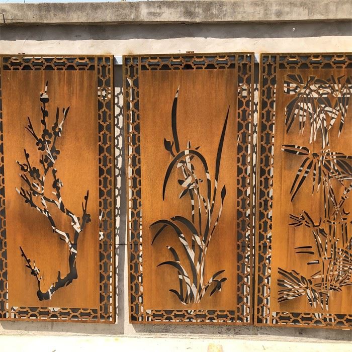 Decorative Outdoor Corten Steel Screen Fence