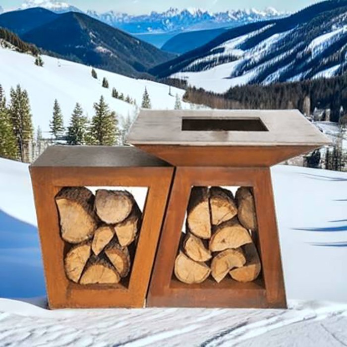 large outdoor corten steel baebecue grill