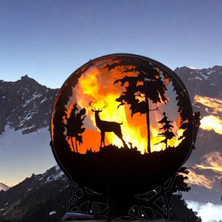 Plasma Metal Sphere Corten Steel Fire Ball