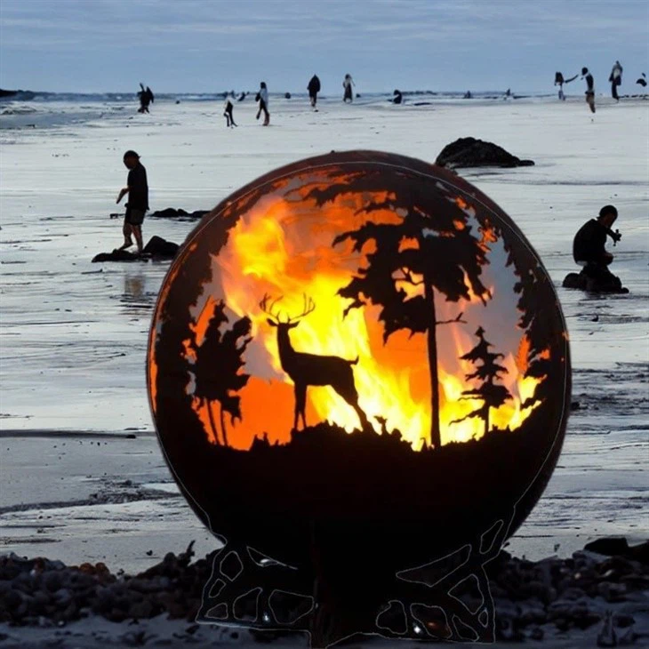 Weathering Steel Log Fire Pits Ball