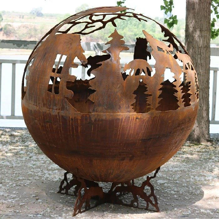 Steel Wood Burning Fire Pit Sphere