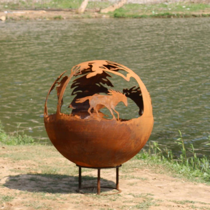 Weathering Steel Metal Fire Ball