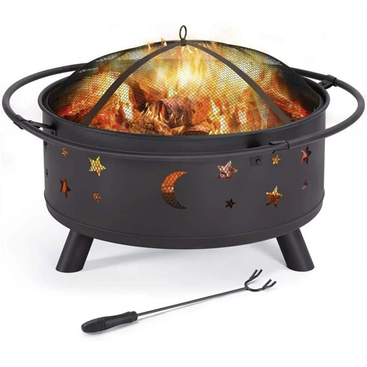 Black Steel Wood Burning Fire Pit