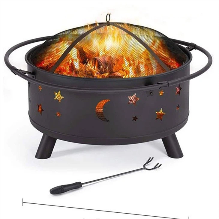 Black Steel Wood Burning Fire Pit