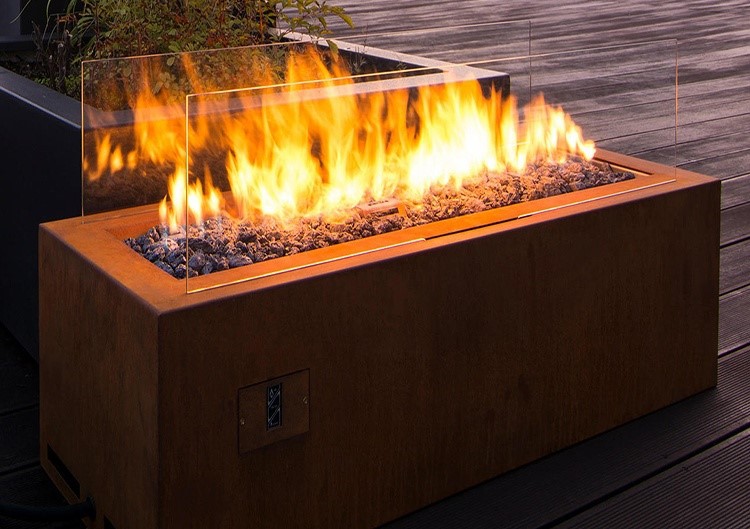 Rectangle Corten Steel Gas Fire Pit Rectangle Corten Steel Gas Fire Pit